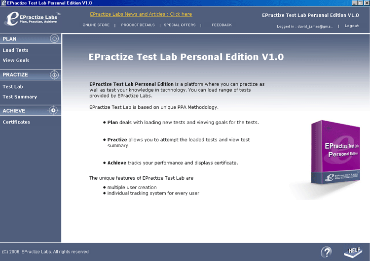 EPractize Test Lab - Free SCJP Quiz Test screenshot